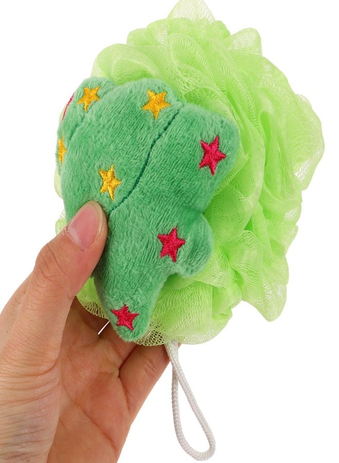 KALLORY 3pcs Christmas Bath Loofah Santa Claus Xmas Tree Mesh Pouf Ball Shower Sponge Body Scrubber for Bathroom Body Puff Scrubbers for Skin Exfoliating - Image 3
